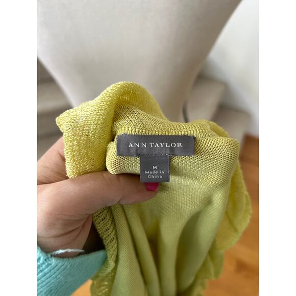 Ann Taylor Y2K Lime Green Silk Blend Ruffle Wrap Tank Top - Picture 4 of 6